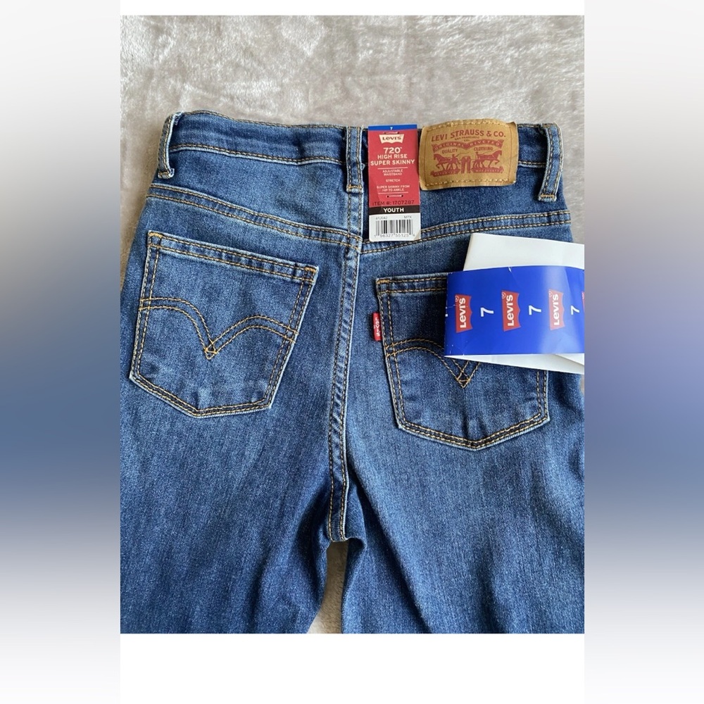 New Levi’s 720 High-Rise Super Skinny Stretch Girls Size 7 Regular - Picture 9 of 13